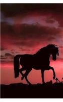 Horse Silhouetted Against a Sunset Journal: 150 Page Lined Notebook/Diary