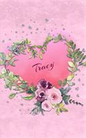 Tracy: Personalized Small Journal - Gift Idea for Women & Girls (Pink Floral Heart Wreath)