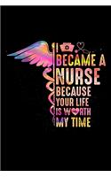 i became a nurse because your life is worth my time: Journal/ Notebook Blank Lined Ruled 6x9 120 Pages