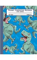 Primary Composition Notebook Story Journal: T-rex Dinosaurs Notebook with Picture Space and Handwriting Practice Paper for Boys in Kindergarten, First and Second Grade, 100 Blank Writing Pages