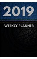 2019 Weekly Planner: Weekly Monthly Planner Calendar Appointment Book for 2019 6" X 9" - Black Blue Fake Vegan Leather Cruelty-Free Edition