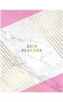 2019 Planner: Marble Gold Weekly Planner 2019 - Weekly Views with To-Do Lists, Funny Holidays & Inspirational Quotes - 2019 Organizer with Vision Board, Notes and(2019 12-Month Daily Weekly Monthly Planner, Organizer, Agend)