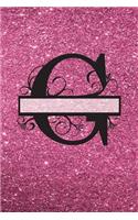 G - Journal & Notebook: Monogram Letter G Journal, Notebook with Unicorn Motif on Back and Pink - Glitter Effect Cover(7 Pink Glitter Cover 6" X 9" 150pg)