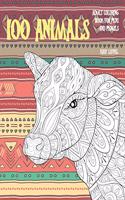 Adult Coloring Book for Pens and Pencils - 100 Animals - Easy Level