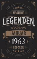 Wahre Legenden wurden im Januar 1963 geboren: Vintage Geburtstag Notizbuch - individuelles Geschenk für Notizen, Zeichnungen und Erinnerungen - liniert mit 100 Seiten