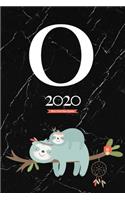2020 Sloth Tribe Diary Planner: January to December 2020 Diary Planner Sloth Tribe With Letter "O" Monogram on dark marble
