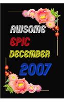 Awsome Since 2007 Notebook Birthday Gift: Lined Notebook / Journal Gift, 120 Pages, 6x9, Soft Cover, Matte Finish