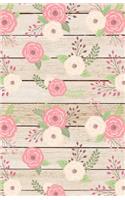Bullet Journal: Romantic Floral Design with Wooden Background - Notebook with 160 Dot Grid Pages