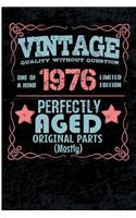 Vintage Quality Without Question One of a Kind 1976 Limited Edition Perfectly Aged Original Parts Mostly: Blank Lined Journal - 6x9 Birthday Journal, 1976 Birthday Gifts