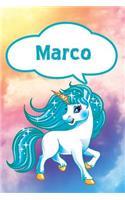 Marco: Personalized Unicorn Journal, Notebook Featuring 120 Lined Pages 6x9