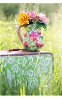 Pitcher of Colorful Flowers on a Suitcase in a Meadow Summer Still Life Journal: 150 Page Lined Notebook/Diary