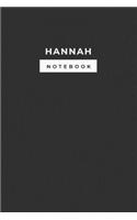 Hannah Notebook: Personalized Lined Notebook, White Paper (6 x 9) Notebook for college and school girl, Minimal Name Design Black Notebook