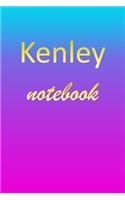 Kenley: Blank Notebook - Wide Ruled Lined Paper Notepad - Writing Pad Practice Journal - Custom Personalized First Name Initial K Blue Purple Gold - Taking 