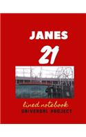 21 JAMES lined notebook: Manchester United Soccer Jurnal, Great Diary And Jurnal For Every Fans, Lined Notebook 8.5x 11 110 pages