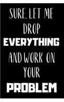 Sure, Let Me Drop EVERYTHING And Work On Your PROBLEM - Funny Novelty Quote Notebook / Journal / Diary / Office Coworker meeting.