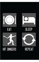 Eat, Sleep, Hit Dingers, Repeat: Minimal Design Lined Practice Journal 6" x 9" 120 pages