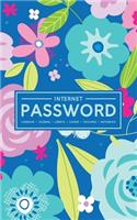 Internet Password Logbook - Journal - Libreta - Cahier - Taccuino - Notizbuch: 100 Page Password Book to Track & Organize Your Computer Logins, Internet Addresses & Usernames: Pink & Blue Flowers on Bright Blue 154-7