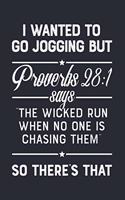 I Wanted To Go Jogging But Proverbs 28: 1 Says The Wicked Run When No One is Chasing Them So Theres That: Christian Lined Notebook, Journal, Organizer, Diary, Composition Notebook, Gifts f