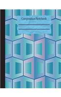Geometric Blue Composition Notebook - Wide Ruled