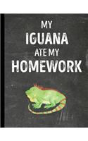 My Iguana Ate My Homework: Notebook Journal Diary for Kids Students - Chalkboard Style - Large 8.5x11 Lined Ruled School Composition Book for Writing & Journaling