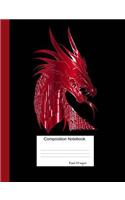 Red Dragon Composition Notebook: Wide Ruled Journal for Girls, Boys and Teens, for Students and Teachers, for School and Work, Journaling and Writing
