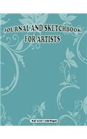 Journal and Sketchbook for Artists. 8.5 X 11. 120 Pages: Artist Book with Blank Pages for Drawing, Skribbling, Sketching or Doodling. Green Teal Swirl Floral Flower Design Cover.