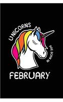 Unicorns Are Born In February: Birthday Notebook Journal