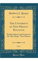 The University of New Mexico Bulletin, Vol. 1: Pueblo Indian Land Grants of the 