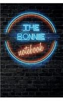 The BONNIE Notebook: Vintage Blank Ruled Personalized & Custom Neon Sign Name Dotted Notebook Journal for Girls & Women. Wall Background. Funny Desk Accessories. Retro B