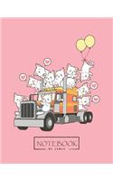 Notebook: Cute cats on the truck pink cover and Lined pages, Extra large (8.5 x 11) inches, 110 pages, White paper