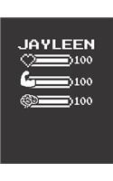 Jayleen: Pixel Retro Game 8 Bit Design Blank Composition Notebook College Ruled, Name Personalized for Girls & Women. Gaming Desk Stuff for Gamer Girls. Funn