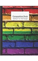 Composition Book Rainbow LGBTQ+ Flag Paint on Brick Wide Rule