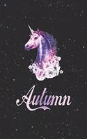 Autumn: First Name Personalized Unicorn Customized Names Gift Birthday Girl Notebook Journal