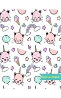 Unicorn Notebook: Cute Kawaii Journal and Diary Large 8.5 x 11 Matte Cover with Blank Lined Ruled White Paper Interior - Perfect for School, Gifts for Kids (Girls and