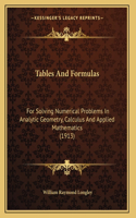 Tables And Formulas