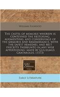 The Castel of Memorie Wherein Is Conteyned the Restoring, Augmenting, and Conseruinge of the Memorie and Remembrance, with the Safest Remedies, and Best Precepts Thereunto in Any Wise Apperteining: Made by Gulielmus Gratarolus. (1573)