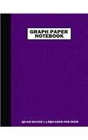 Graph Paper Notebook. Quad Ruled-4 Squares Per Inch: Grid Notebook/Grid Paper Journal 8.5x11 in. Deep Violet