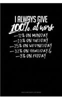 I Always Give 100% At Work 12% On Monday 23% On Tuesday 25% On Wednesday 32% On Thursday And 8% On Friday