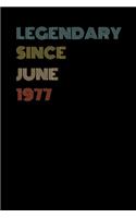 Legendary Since June 1977 - Birthday Gift For 42 Year Old Men and Women Born in June 1977: Blank Lined Retro Journal Notebook, Diary, Vintage Planner