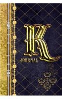 K Journal: Letter A Initial Monogram Lined Notebook - Elegant Diamond and Gold Print