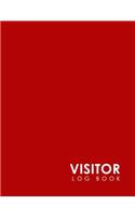 Visitor Log Book: Guest Book, Visitor Sign In Book, Visitor Logbook, Visitors Guest Book, For Signing In and Out, 8.5 x 13, Minimalist Red Cover(22 Visitor Log Book)
