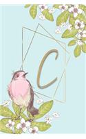 C: Personalized Initial Journal Bird Design Notebook for Women and Girls with Monogram