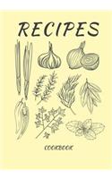 Recipes Cookbook: Light Yellow, Blank Cookbook, Recipe Binder, Cooking Journal, Recipe Notebook(Elite Recipe Book)