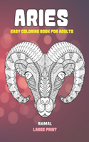 Easy Coloring Book for Adults - Animal - Large Print - Aries