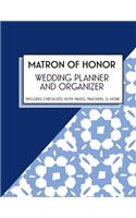 Matron of Honor Wedding Planner & Organizer: Blue Love Bridal Party Tasks and Party Planner for Things to do, Important Dates, Trackers & More: Matron of Honor Gift