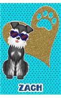 Schnauzer Life Zach: College Ruled Composition Book Diary Lined Journal Blue