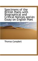 Specimens of the British Poets with Biographical and Critical Notices and an Essay on English Poet