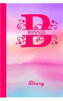 Bonnie Diary: Personalized First Name Personal Writing Journal - Cute Pink Purple Watercolor Cover - Daily Diaries for Journalists & Writers - Note Taking - Write