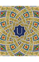 Monogram U Sketchbook: Blank Art Pad Notebook Jounal