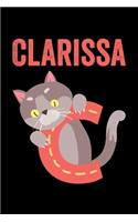 Clarissa: Journal (Diary, Notebook) Personalized Custom Name Cute Alphabet Cat Birthday Gift for Girls